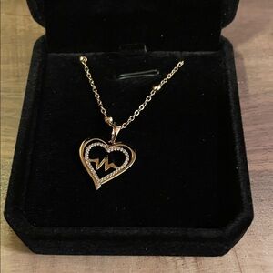 Gold Heart Beat Pendant Necklace